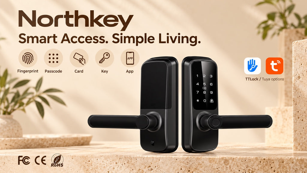 NorthKey WF09 Smart Lock – WiFi Fingerprint Keyless Entry Lever with Camera Doorbell