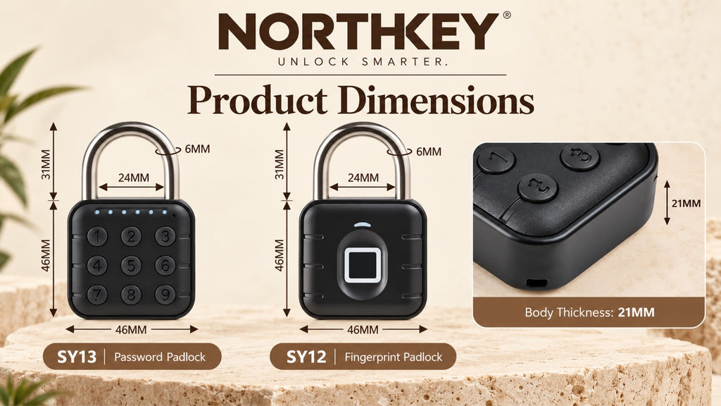 NorthKey SY12 smart padlock dimensions 46mm body