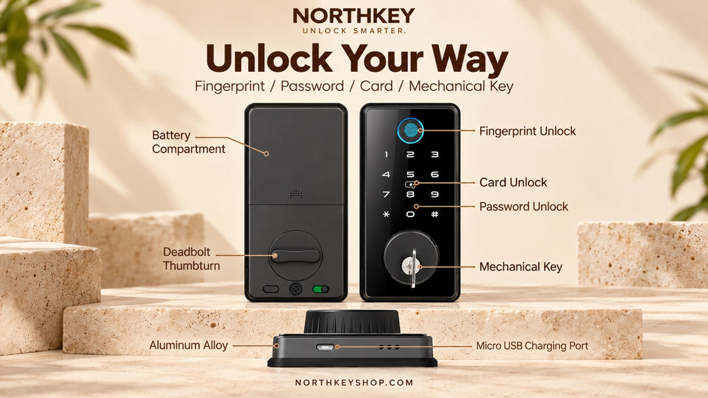 NorthKey C87 Smart Lock – TTLock Fingerprint Deadbolt with Keypad, Card & App