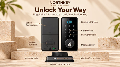 NorthKey C87 Smart Lock – TTLock Fingerprint Deadbolt with Keypad, Card & App