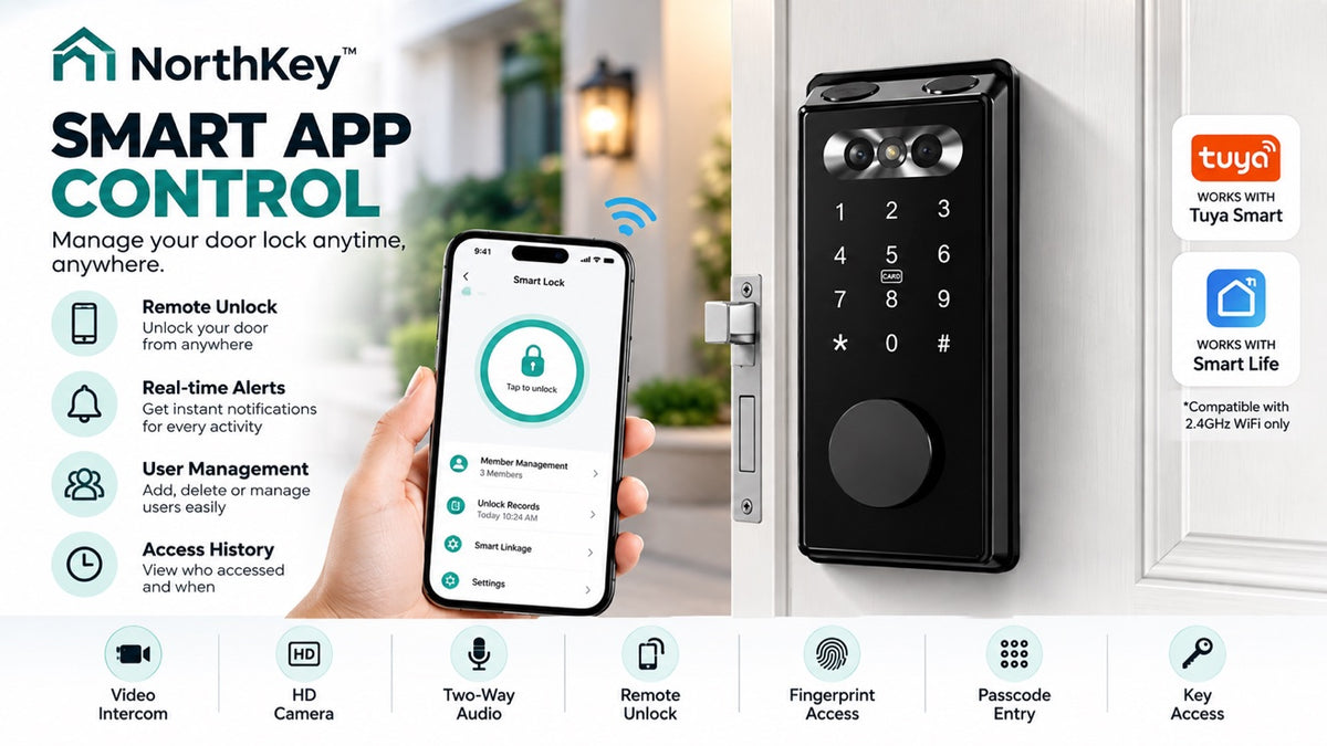 NorthKey smart lock with Tuya Smart app control — manage your door lock from anywhere