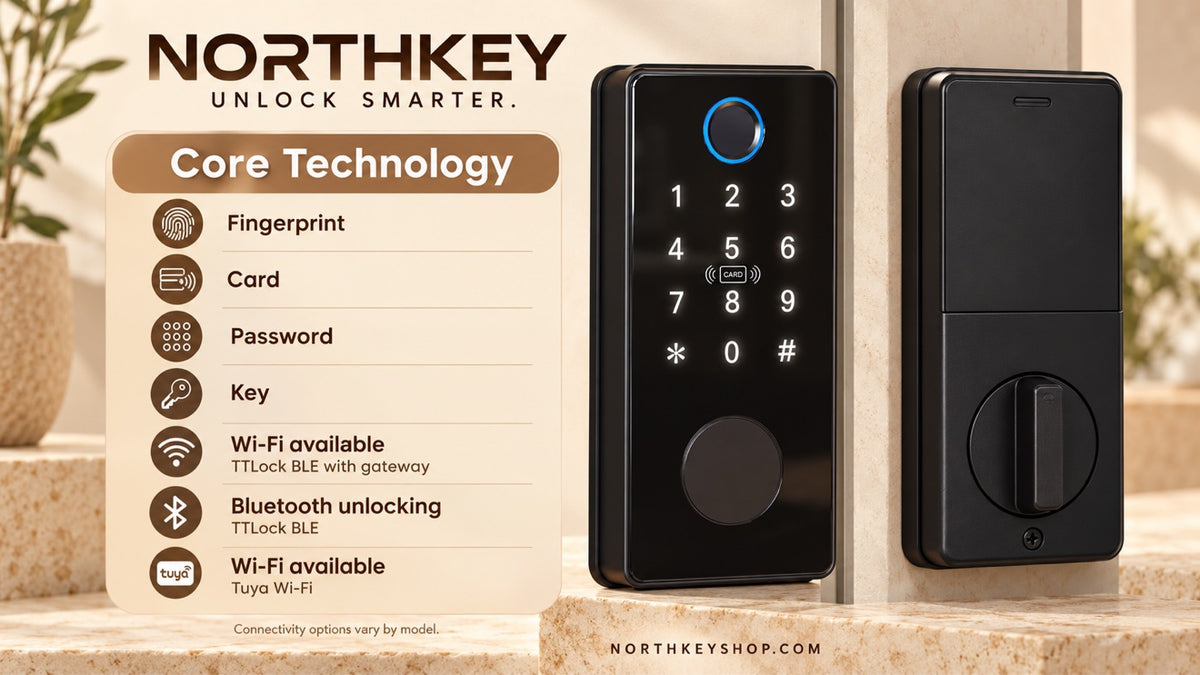 NorthKey C87 Smart Lock – TTLock Fingerprint Deadbolt with Keypad, Card & App