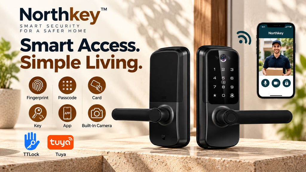 NorthKey WF09 Smart Lock – WiFi Fingerprint Keyless Entry Lever with Camera Doorbell
