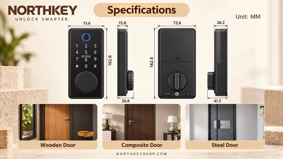 NorthKey C87 Smart Lock – TTLock Fingerprint Deadbolt with Keypad, Card & App