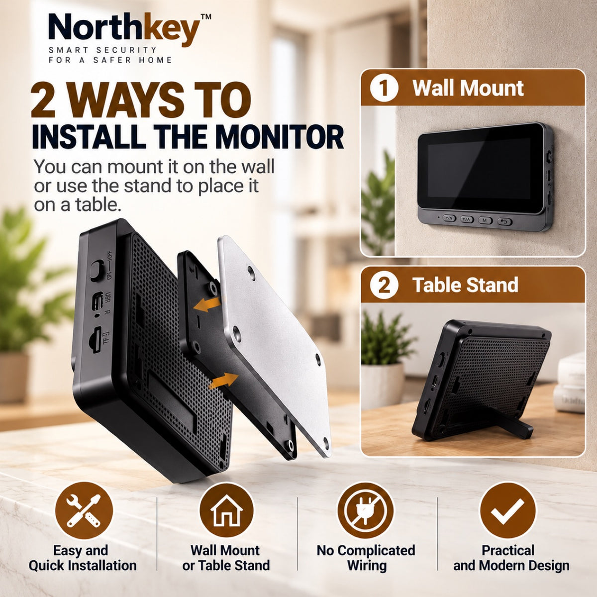 NorthKey X8 Smart Wireless Video Doorbell – 1080p with 4.3" Indoor Monitor