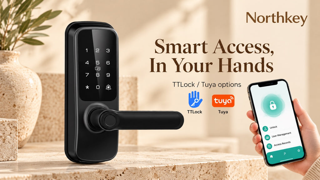 NorthKey WF09 Smart Lock – WiFi Fingerprint Keyless Entry Lever with Camera Doorbell