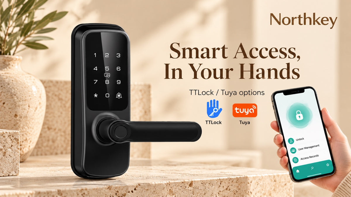 NorthKey WF09 Smart Lock – WiFi Fingerprint Keyless Entry Lever with Camera Doorbell