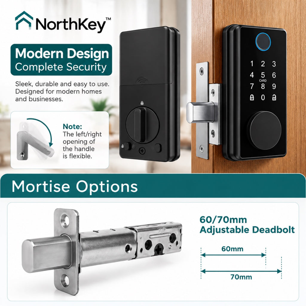 NorthKey WX19 with adjustable 60 to 70 mm deadbolt and reversible handle