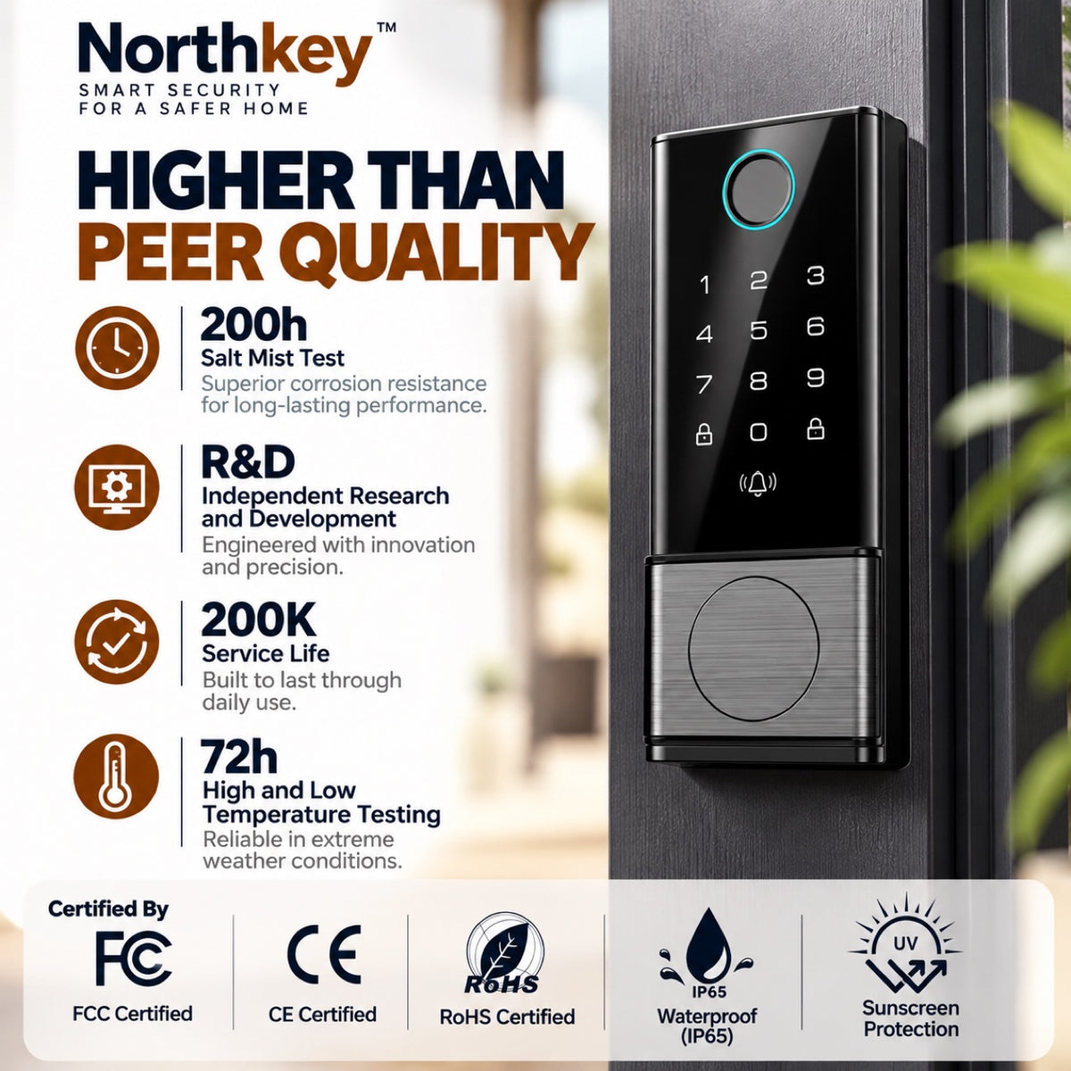 NorthKey WX07 Smart Deadbolt – WiFi Fingerprint Keyless Entry Door Lock