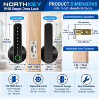NorthKey WF48 installed on a wooden door in a modern living room