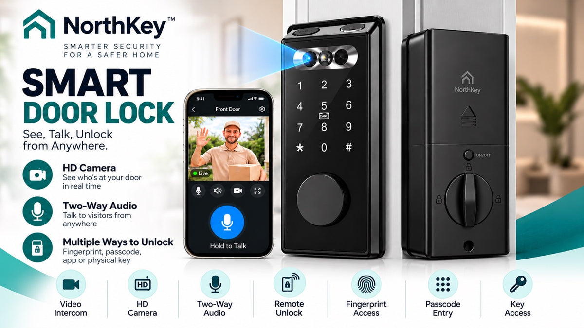 NorthKey smart door lock with HD camera and two-way audio — see, talk and unlock from anywhere